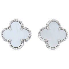 Van Cleef & Arpels Vintage Alhambra Mother Of Pearl Gold Earrings