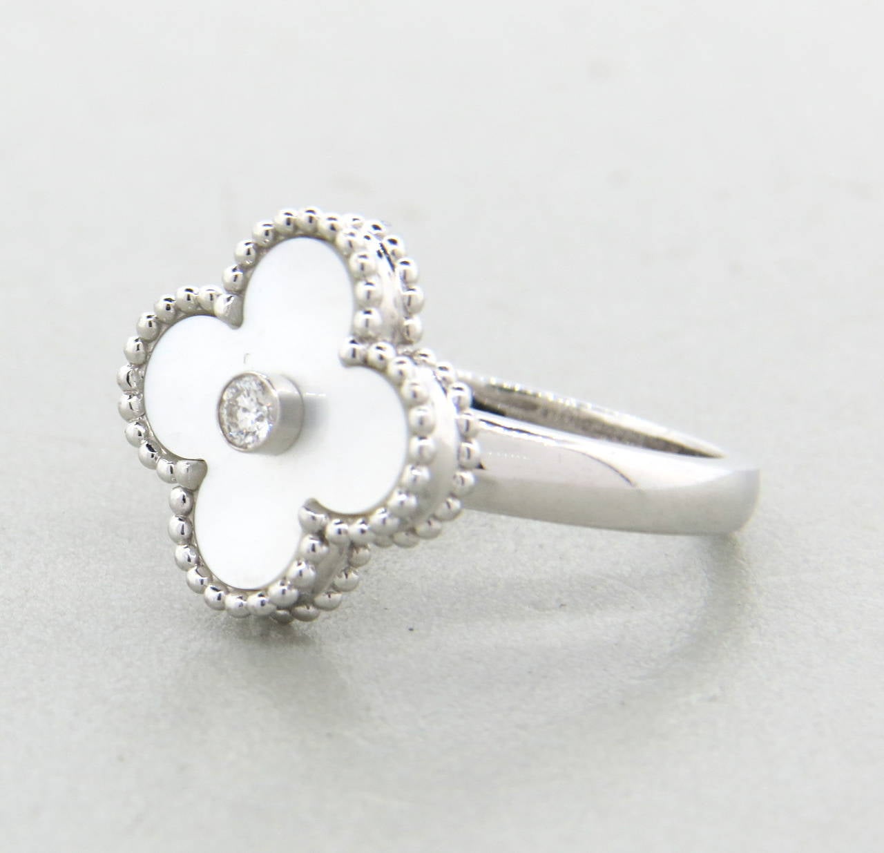 Van Cleef & Arpels Vintage Alhambra Mother of Pearl Diamond Ring
