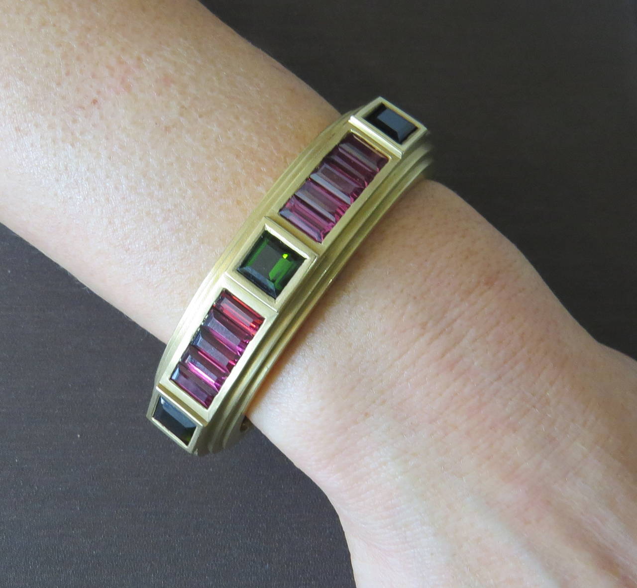 Women's 1980s Kieselstein-Cord Tourmaline Gold Cuff Bracelet