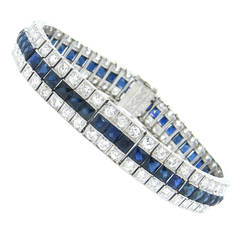 Art Deco Sapphire Diamond Platinum Bracelet
