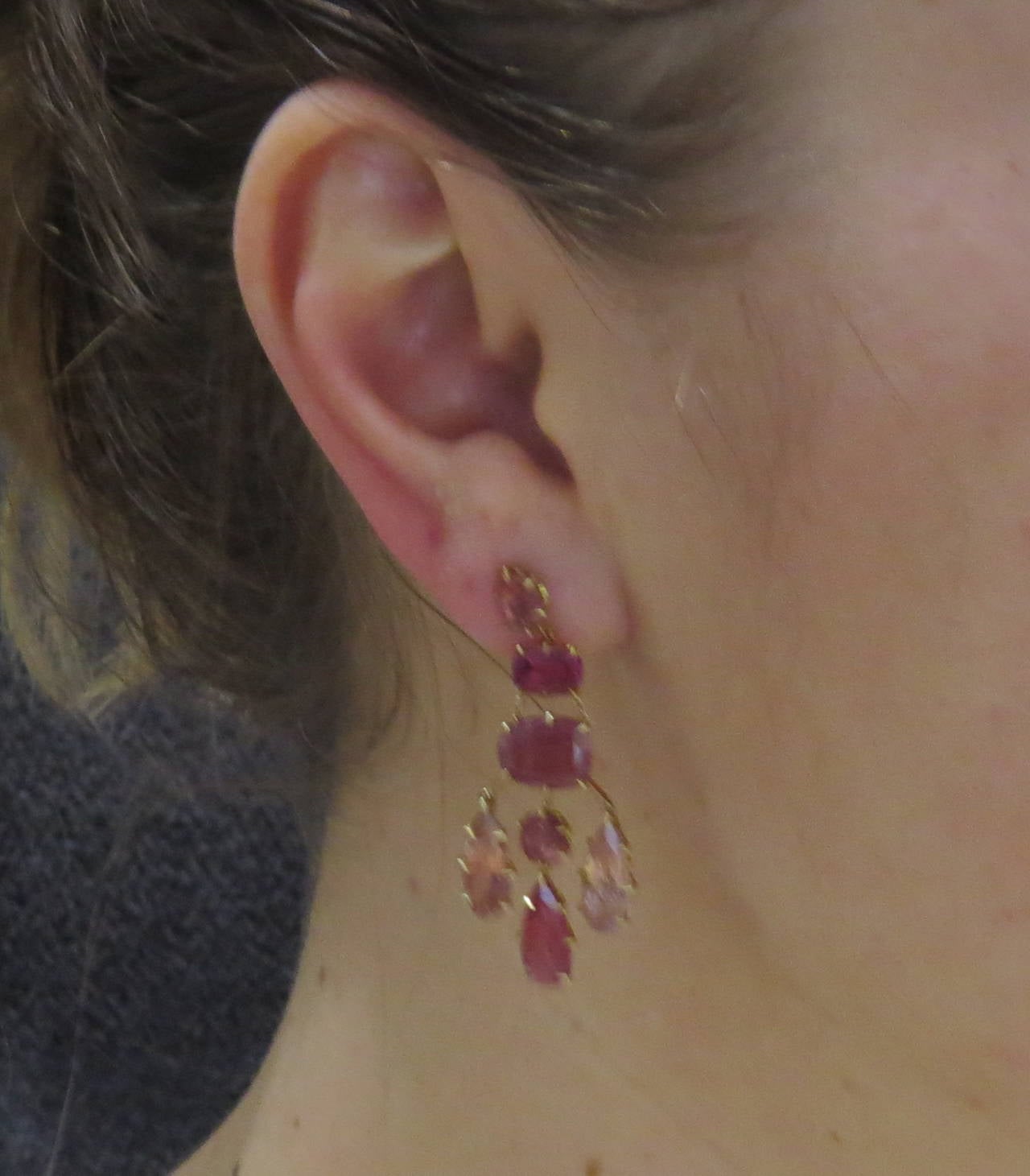 H. Stern Pink Tourmaline Gold Drop Earrings
