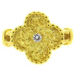 Van Cleef & Arpels Vintage Alhambra Diamond Gold Ring