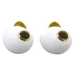 Trianon Citrine Shell Gold Cufflinks