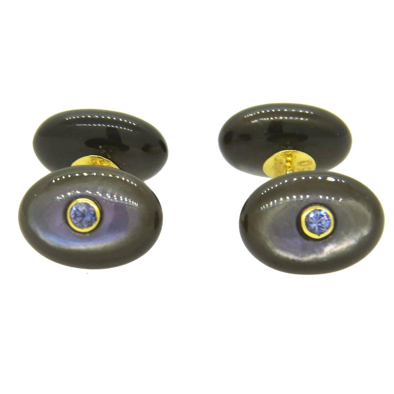 Trianon Black Mother Of Pearl Iolite Gold Cufflinks