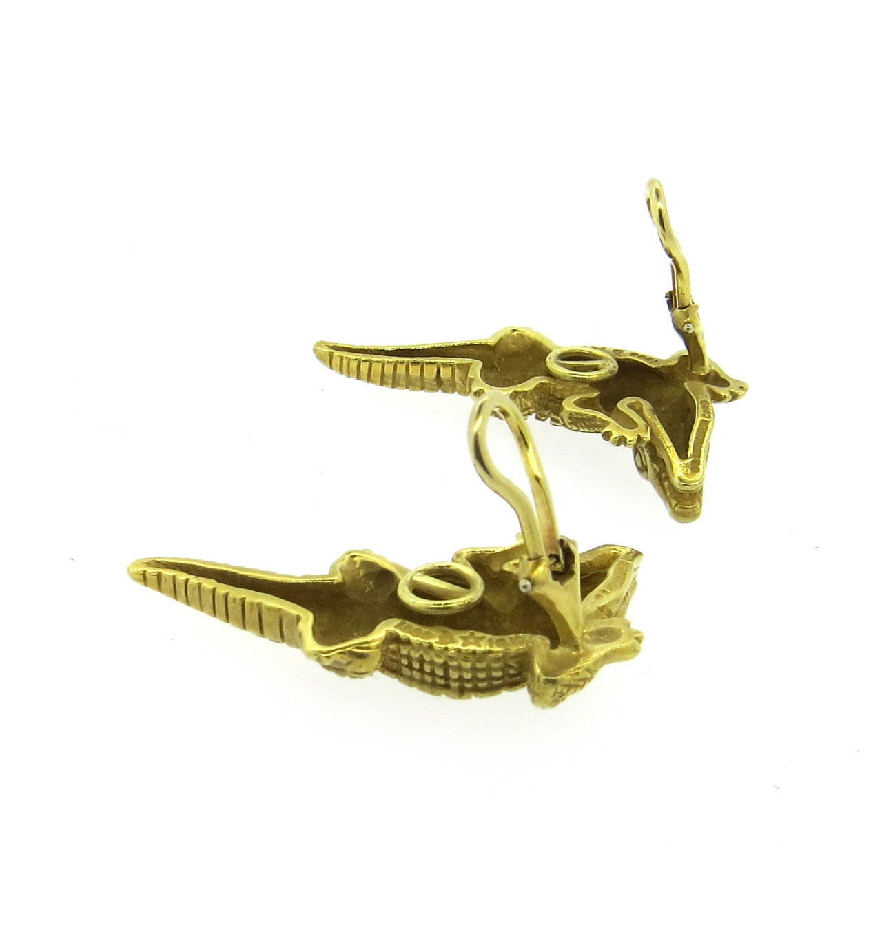 gold alligator earrings