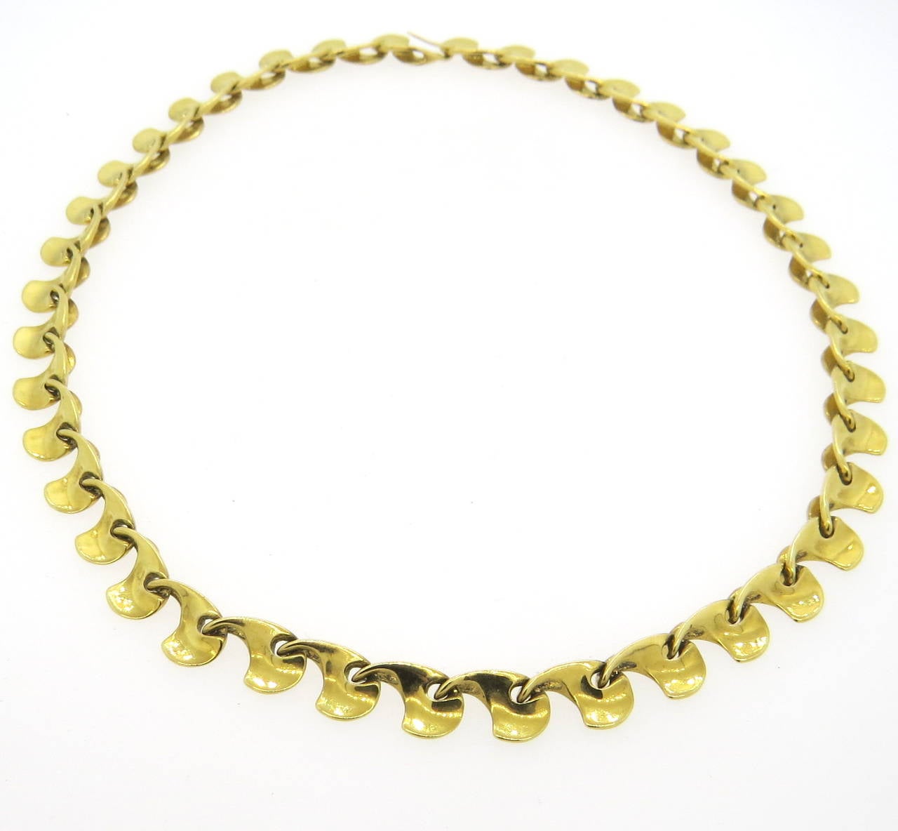 Women's Modernist Gold Swirl Necklace and Earrings Set