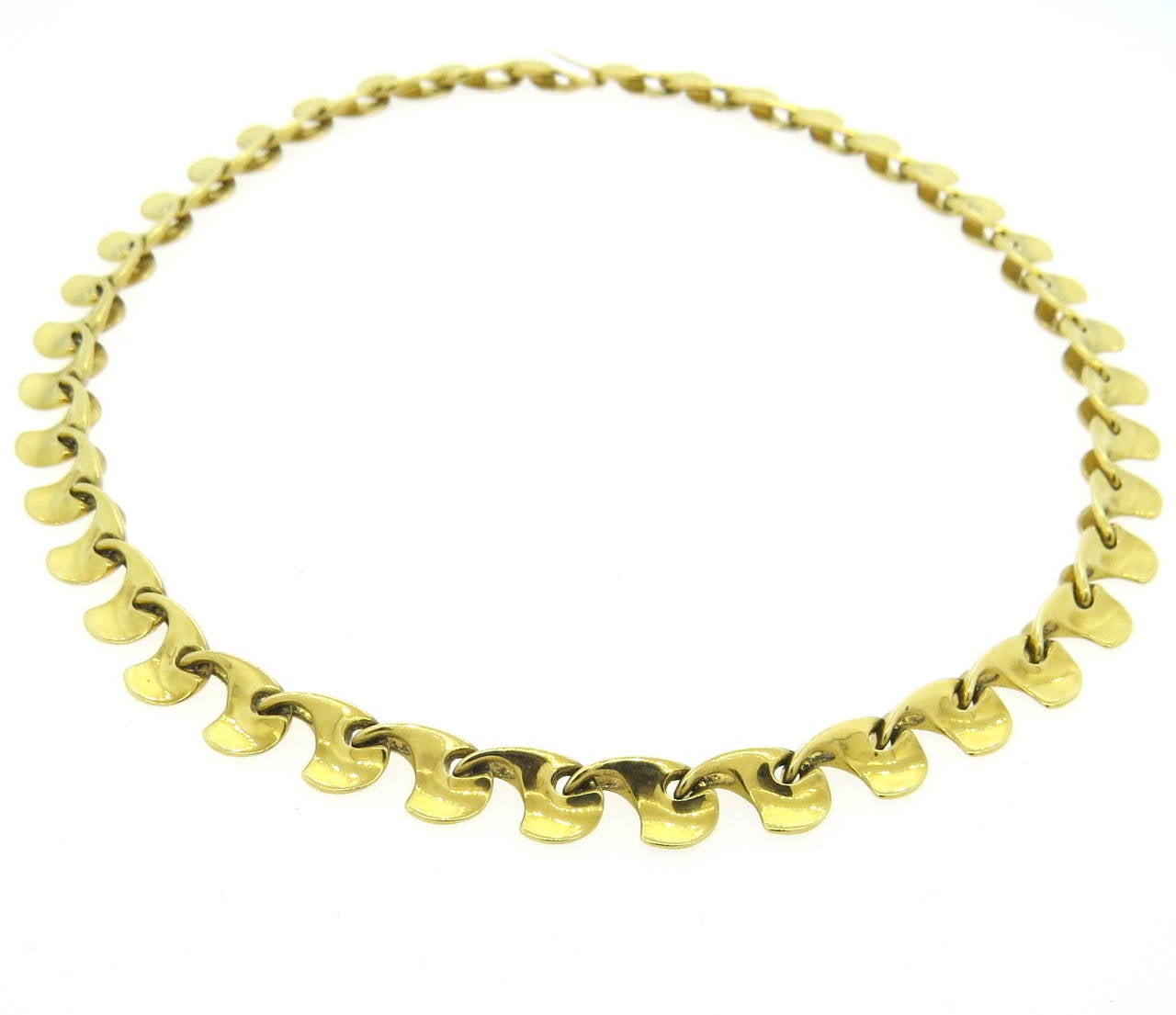 Modernist Gold Swirl Necklace and Earrings Set 1