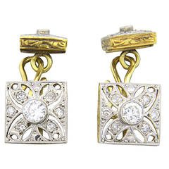 Antique Platinum Gold Diamond Cufflinks