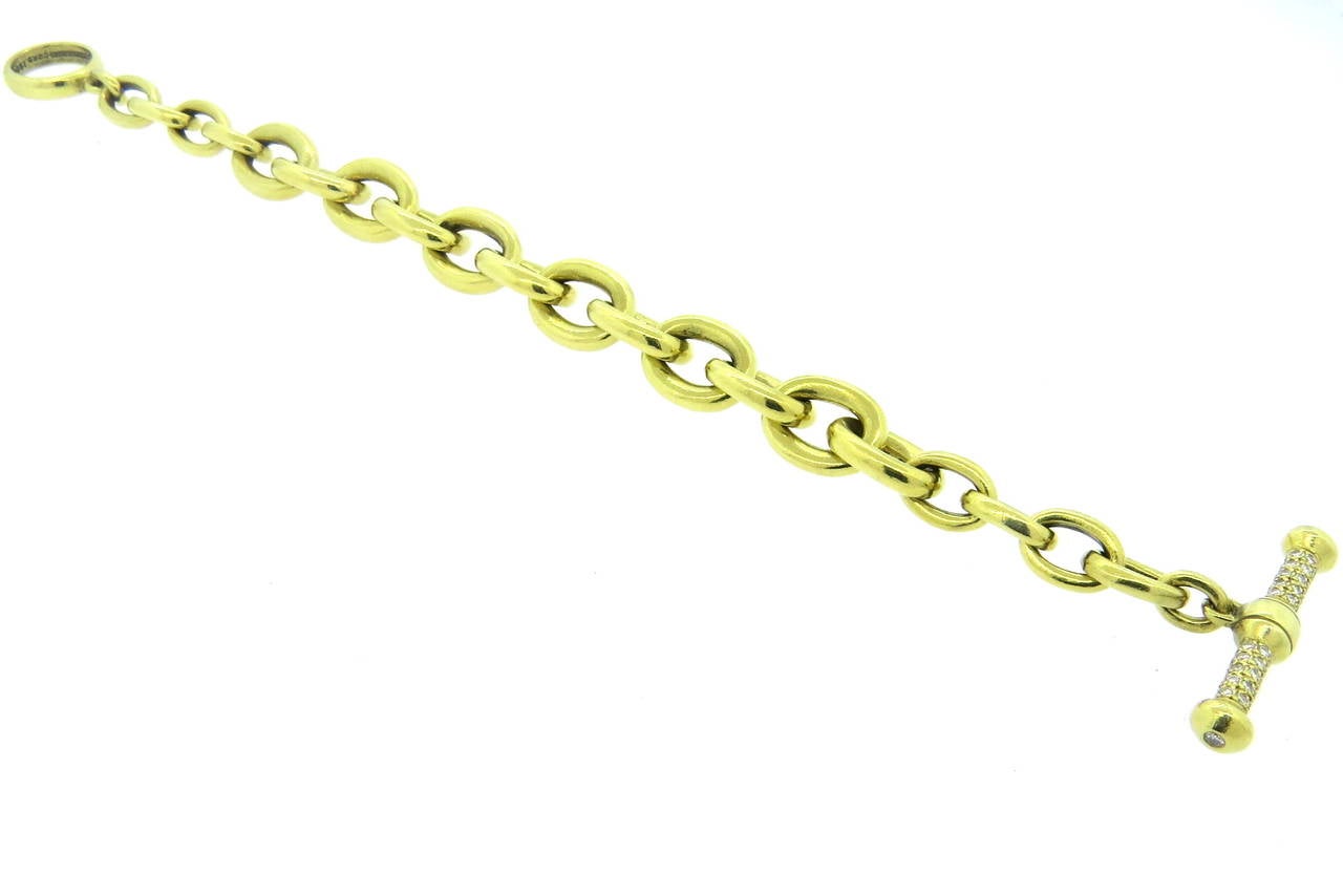 Barry Kieselstein-Cord Gold Diamond Toggle Bracelet In Excellent Condition In Lambertville, NJ