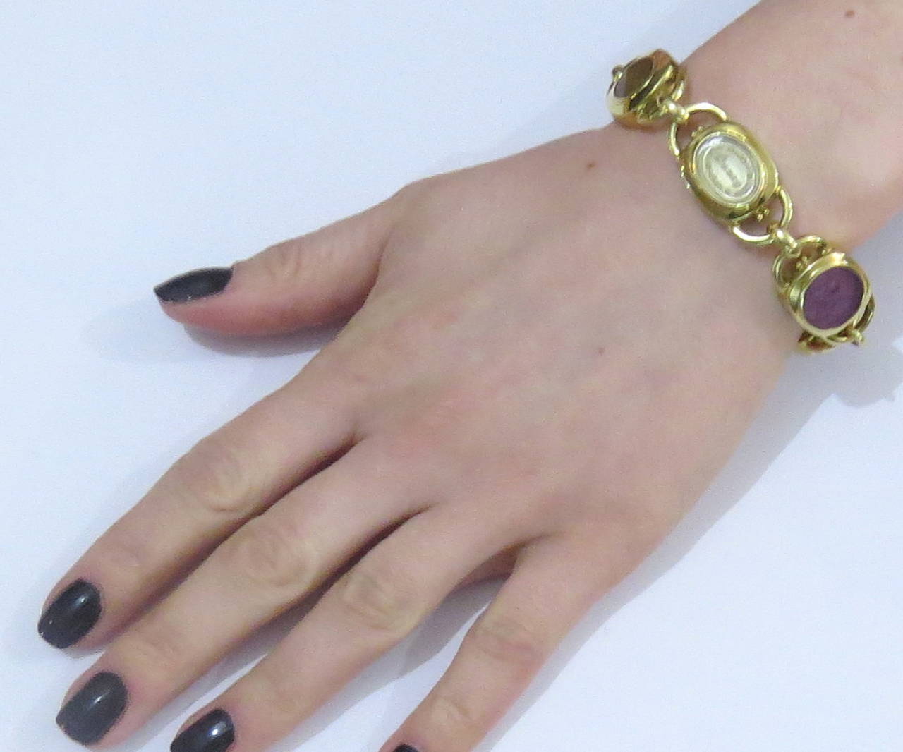 Women's Elizabeth Gage Venetian Glass Intaglio Gold Bracelet