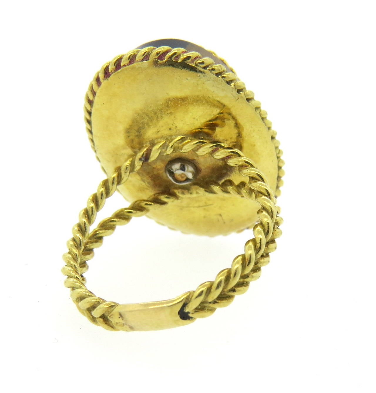 1970s Tiger's Eye Diamond Gold Ring In Excellent Condition In Lambertville, NJ