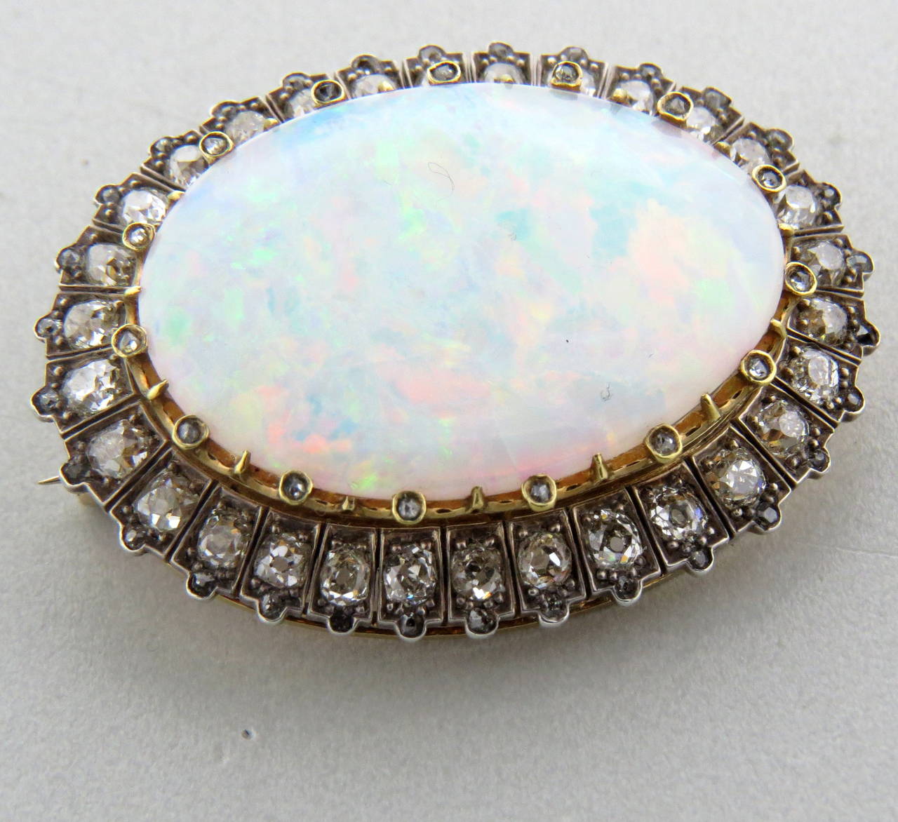 Antique Opal Diamond Silver Gold Brooch at 1stDibs opal brooch