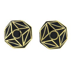 David Webb Black Enamel Gold Cufflinks 6