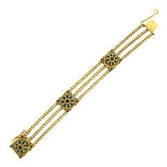 Antique Continental Turquoise Garnet Gold Bracelet