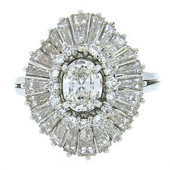 Vintage 1960s Diamond Platinum Ballerina Cocktail Ring