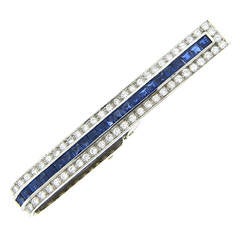 Sapphire Diamond Gold Tie Bar Clip