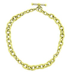 Barry Kieselstein-Cord Diamond Gold Chain Toggle Necklace