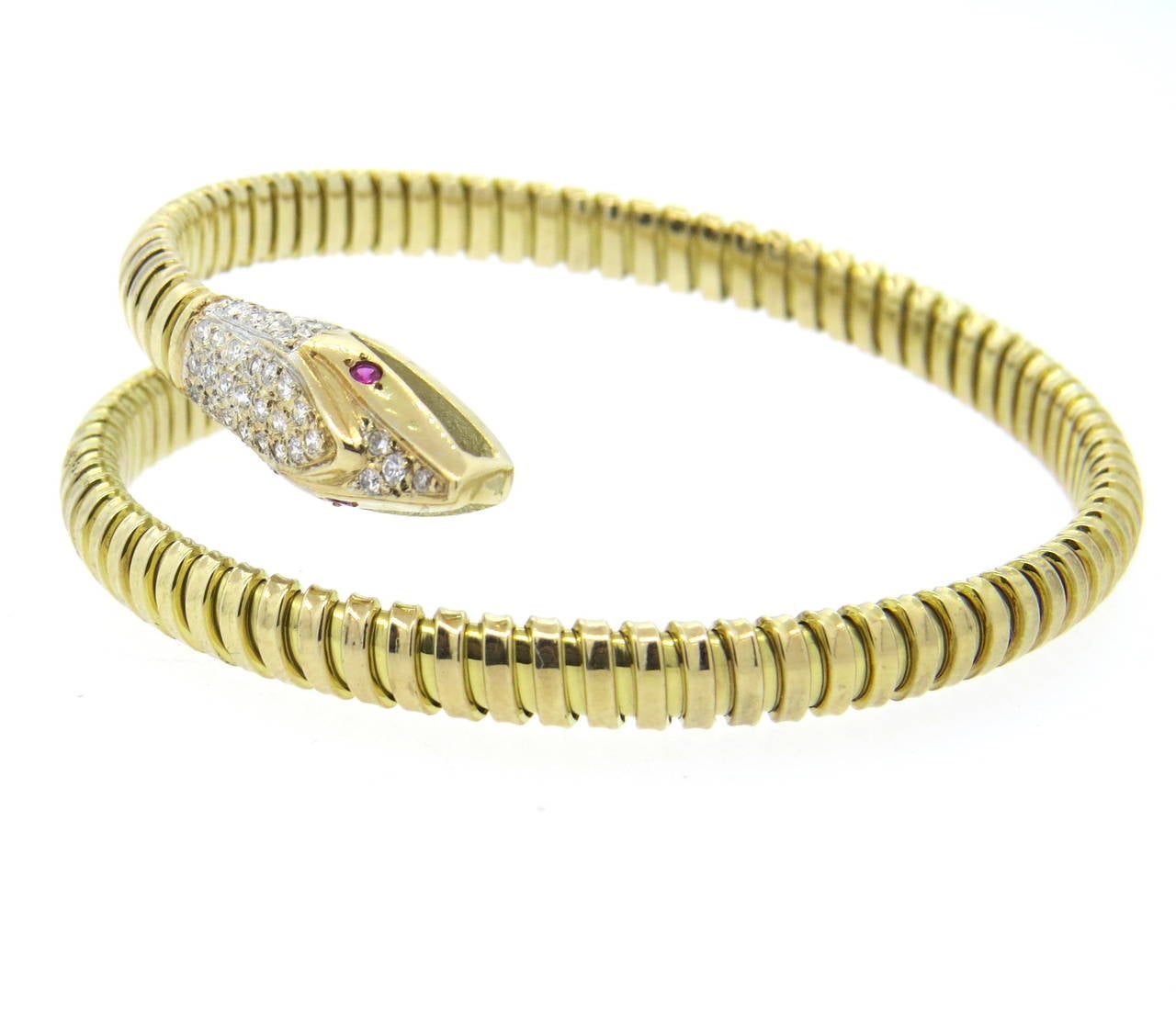 Ruby Diamond Gold Snake Wrap Bracelet