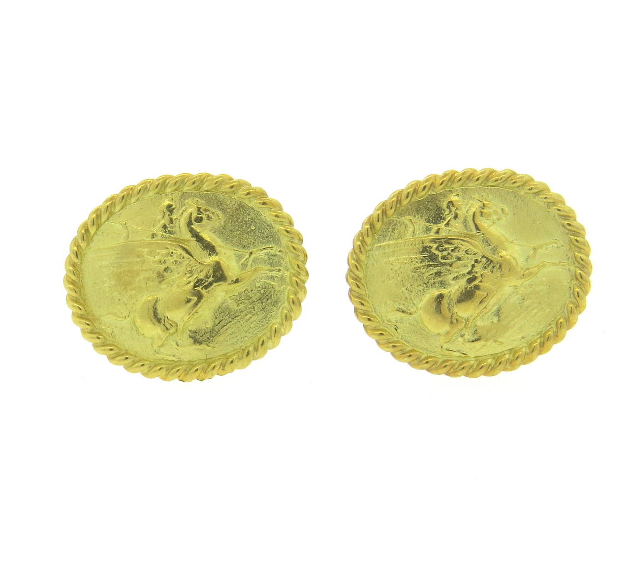 18k gold oval cufflinks by Seidengang from Athena collection, measuring 23mm x 20mm. Weight - 19 grams
