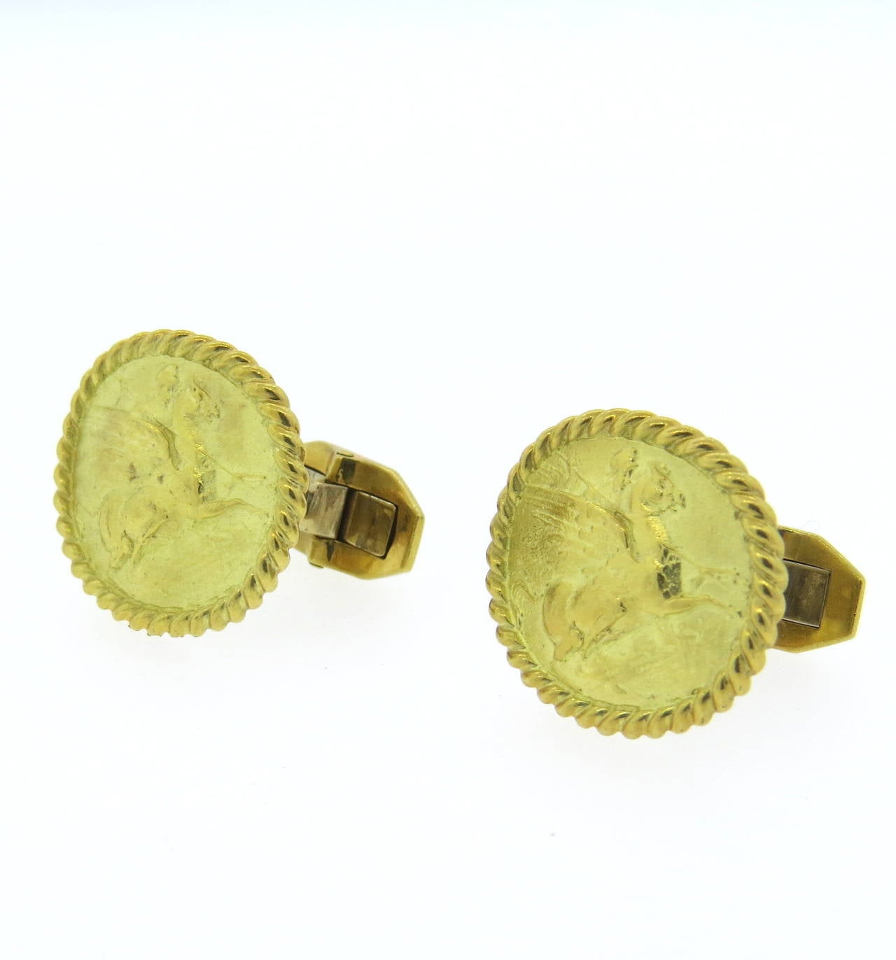 Seidengang Athena Gold Cufflinks In Excellent Condition In Lambertville, NJ