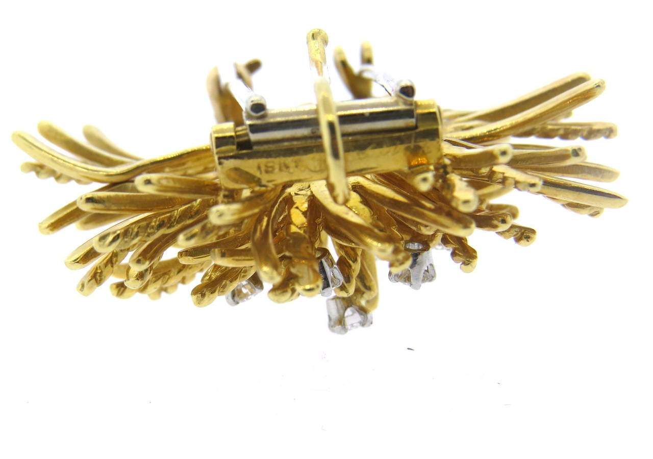 Modern McTeigue Anemone Diamond Gold Brooch Pendant