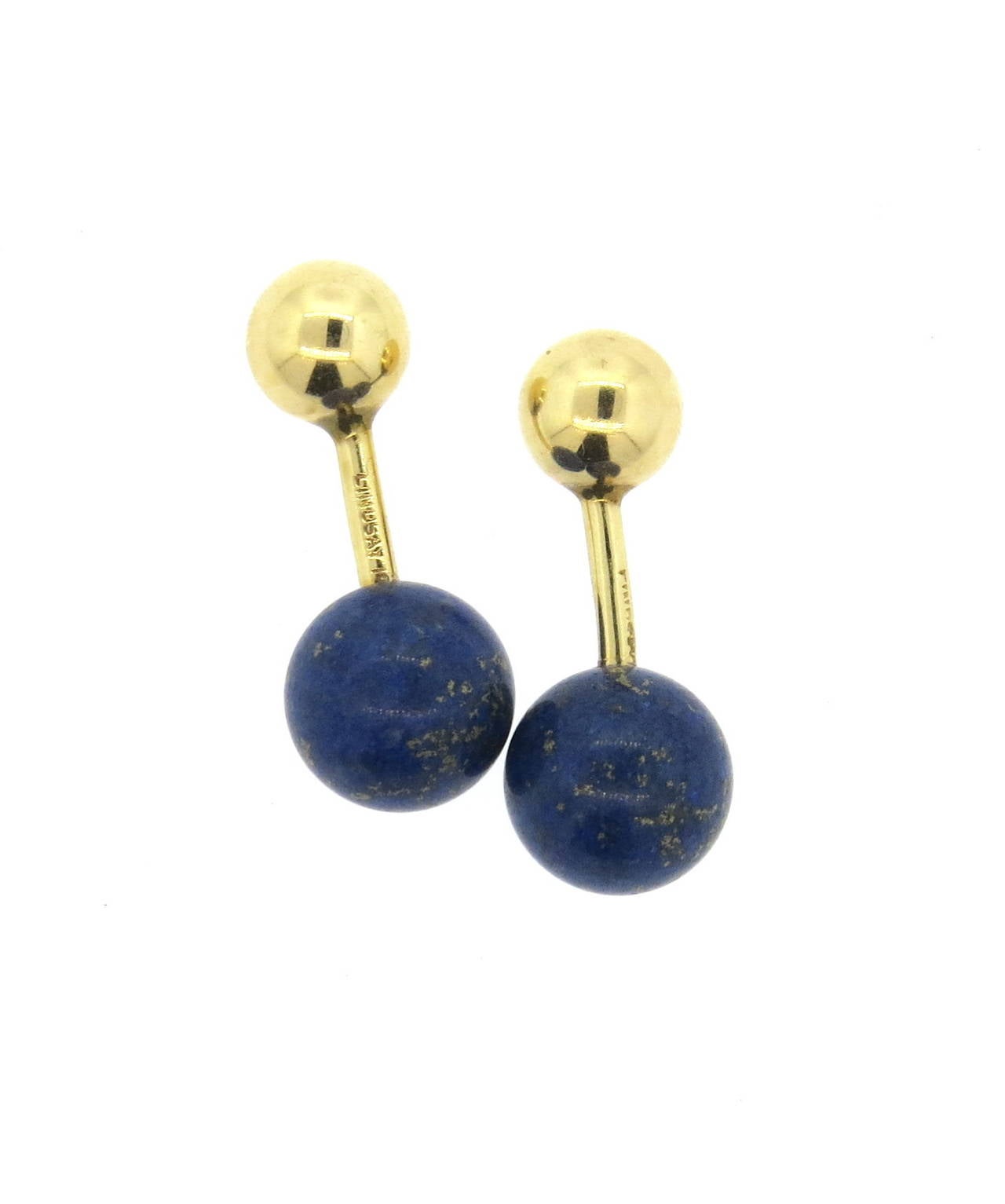 Men's Gold Lapis Ball Cufflinks