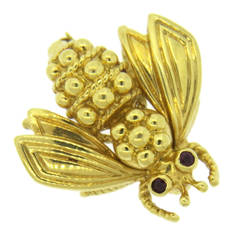 Tiffany & Co Gold Ruby Bee Brooch