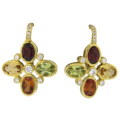 Temple St. Clair Hera Quadrifoglio Garnet Diamond Gold Earrings