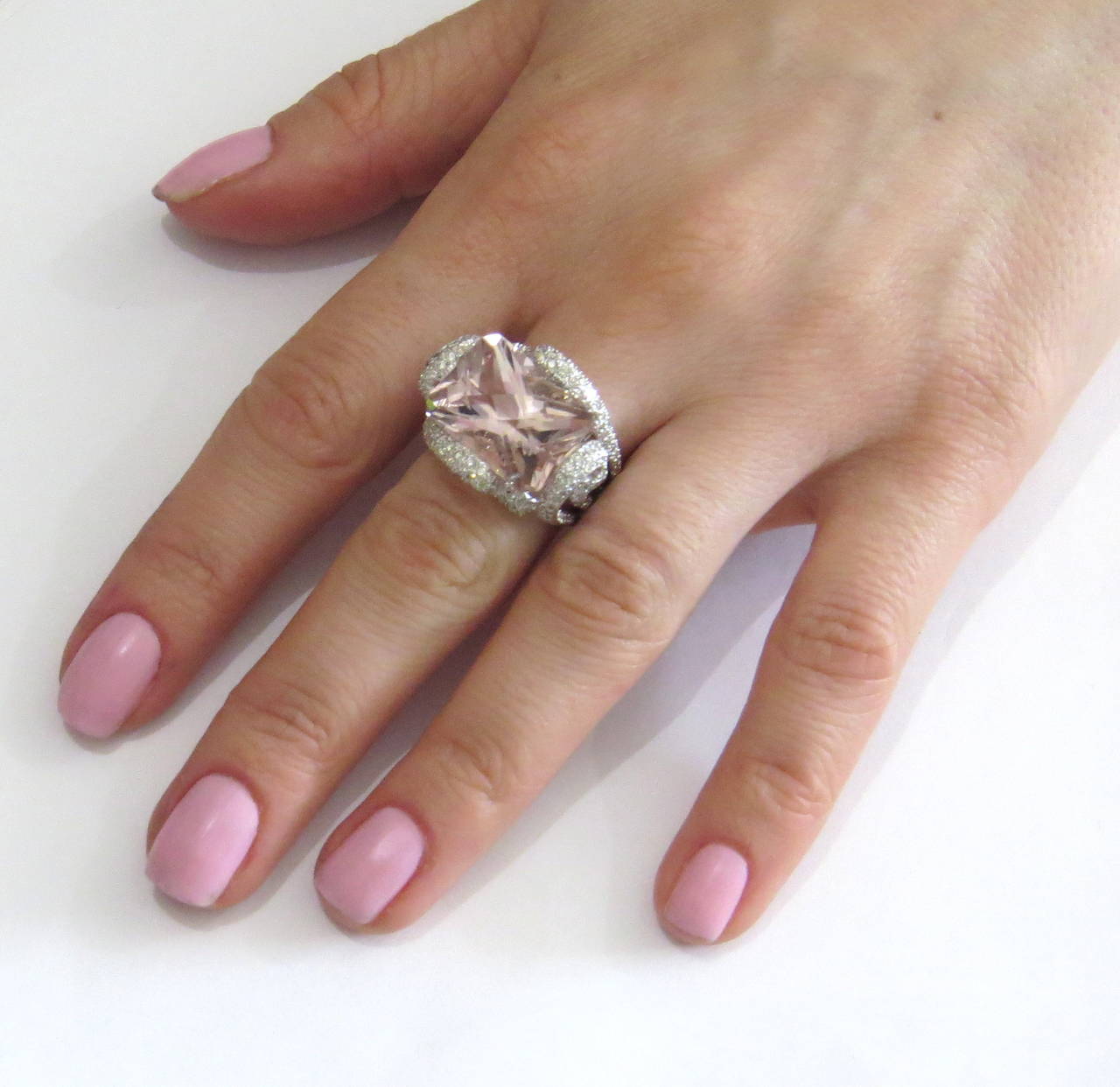 Women's Modern Diamond Morganite Gold Ring