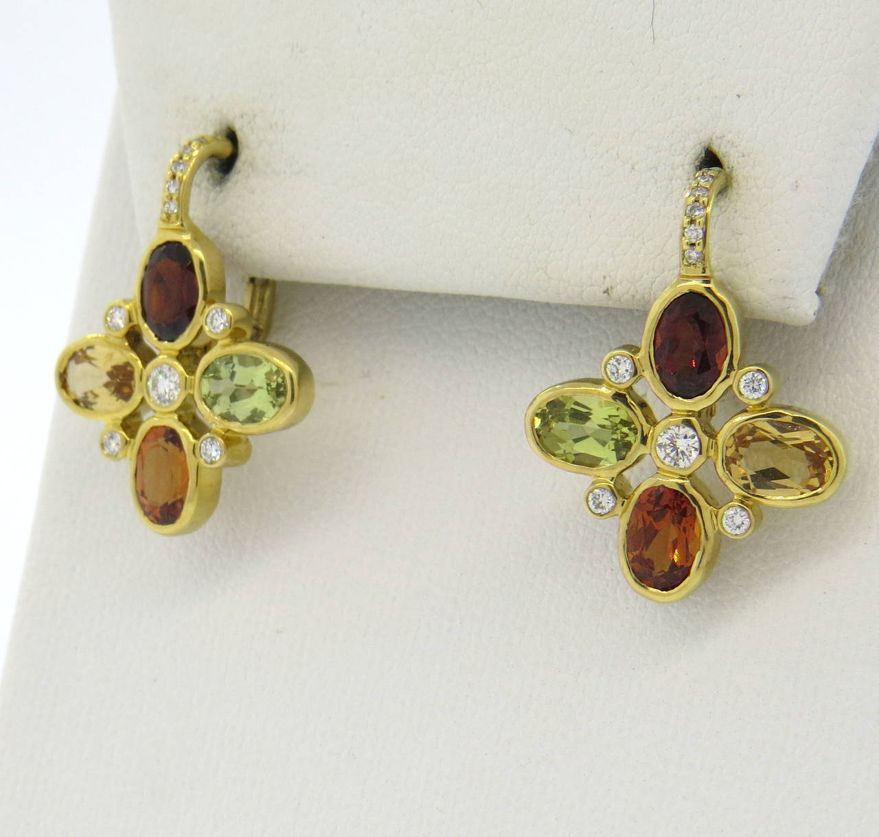 Temple St. Clair Hera Quadrifoglio Garnet Diamond Gold Earrings