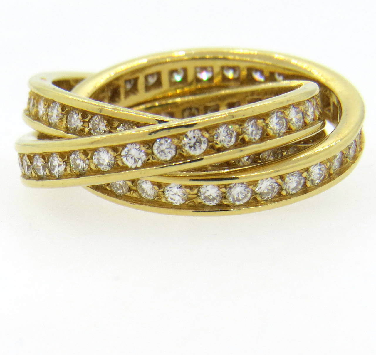 Cartier Trinity Bracelet à anneau roulé en or et diamants