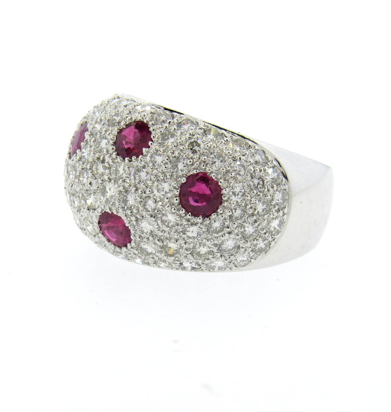 Whimsical Ruby Diamond Gold Dome Ring at 1stDibs
