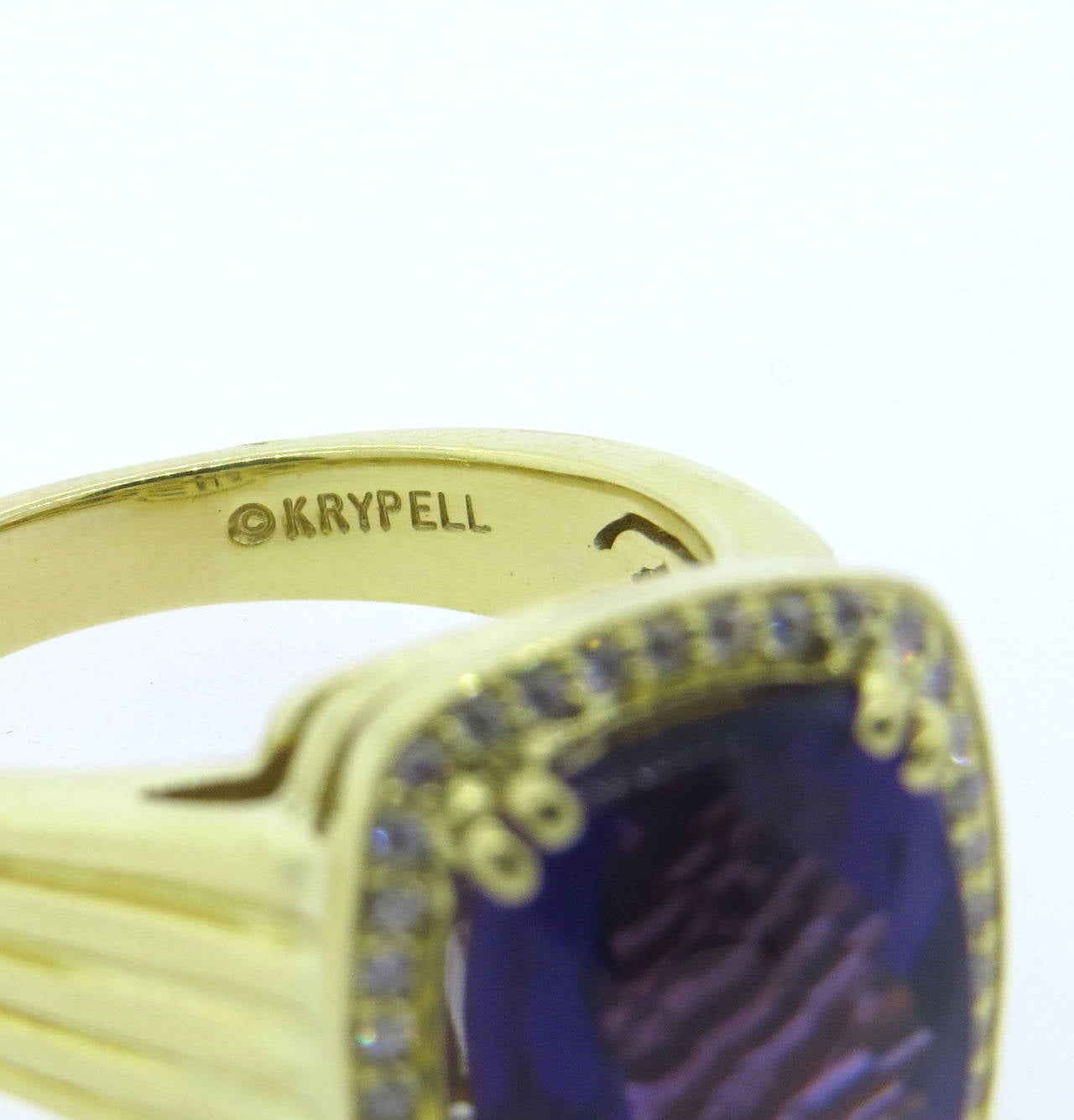 Women's Charles Krypell Amethyst Diamond Gold Ring