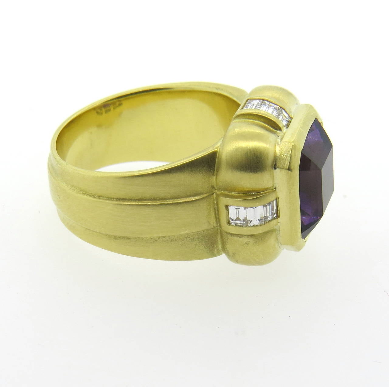 Elizabeth Rand Amethyst Diamond Gold Ring For Sale at 1stDibs