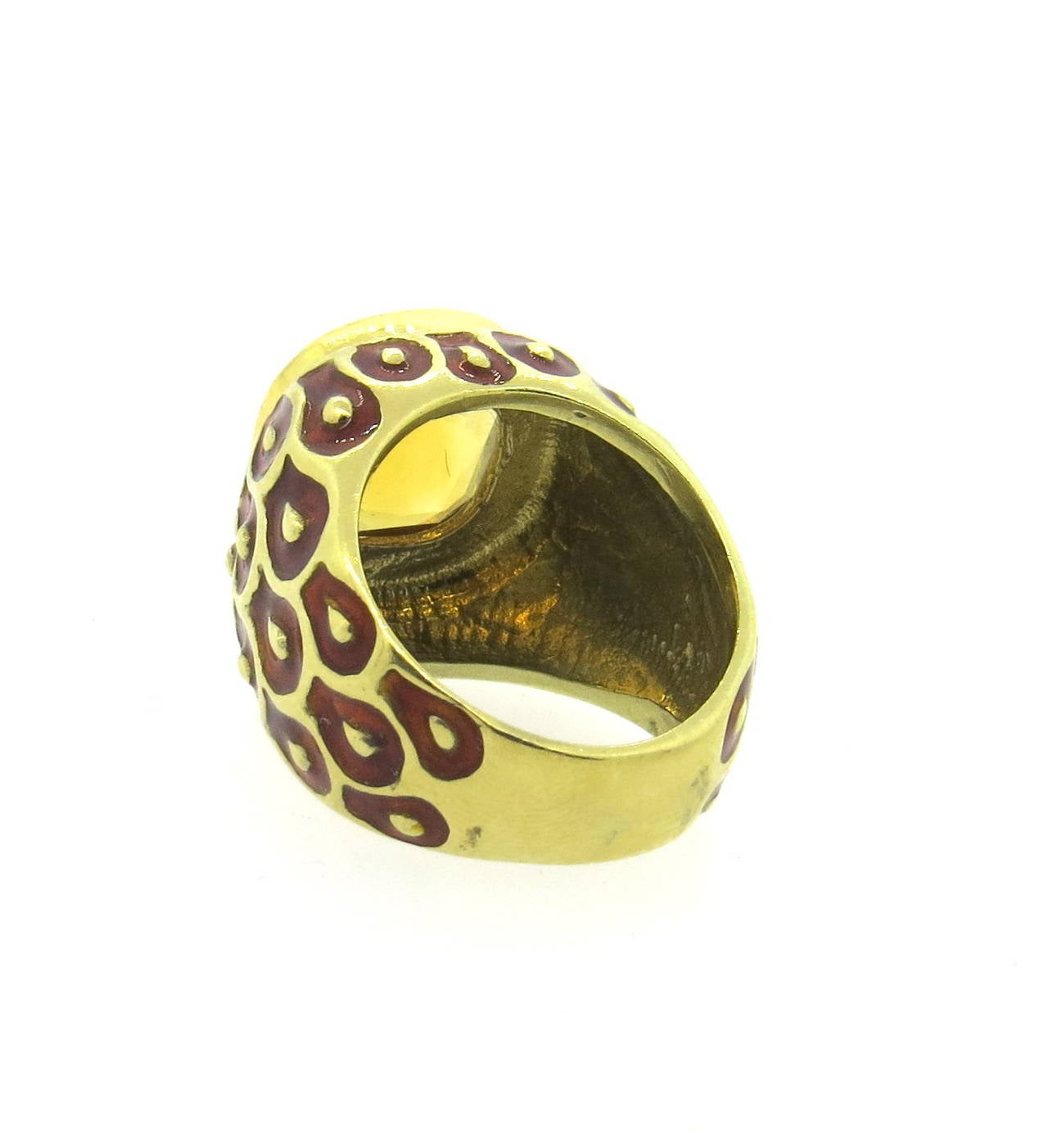 Women's Citrine Enamel Gold Ring