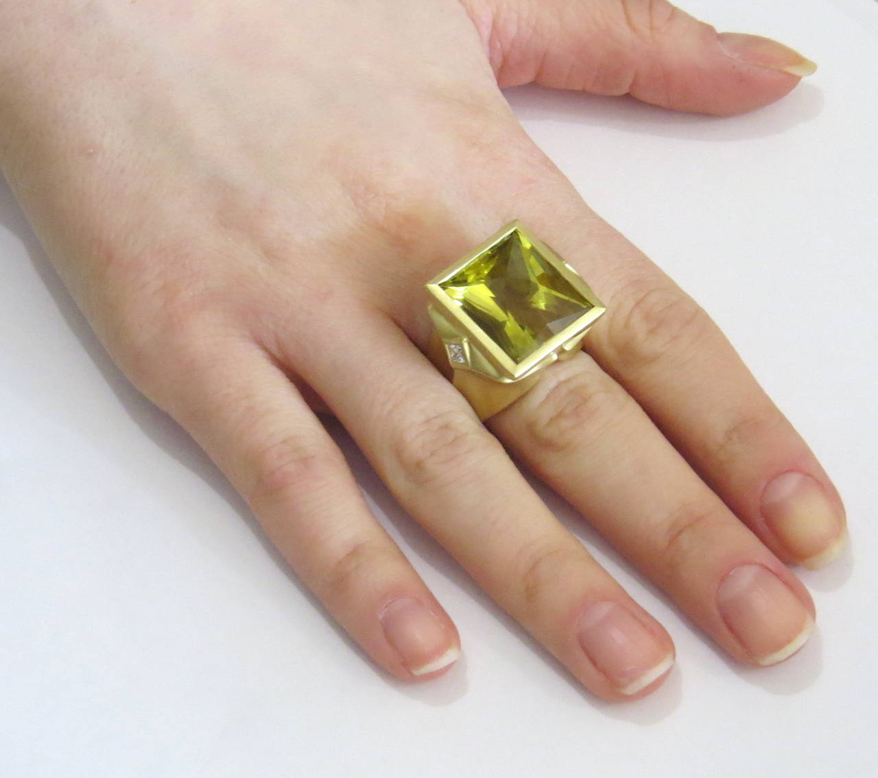 Women's Elizabeth Rand Massive Lemon Citrine Diamond Gold Ring