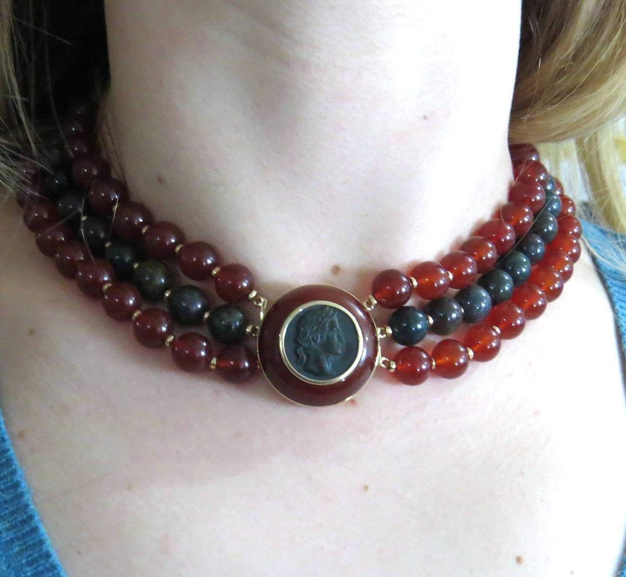 Trianon Bloodstone Carnelian Bead Necklace 3