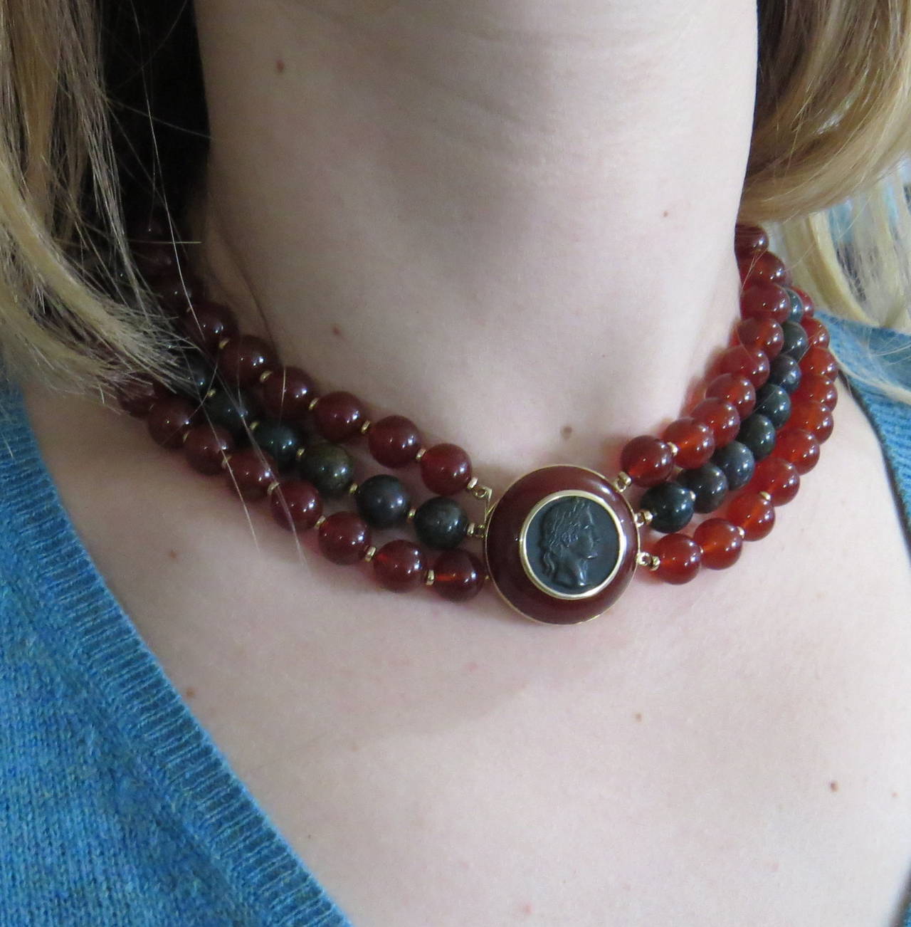 Trianon Bloodstone Carnelian Bead Necklace 4