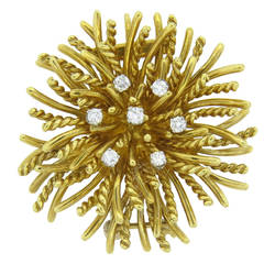 McTeigue Anemone Diamond Gold Brooch Pendant