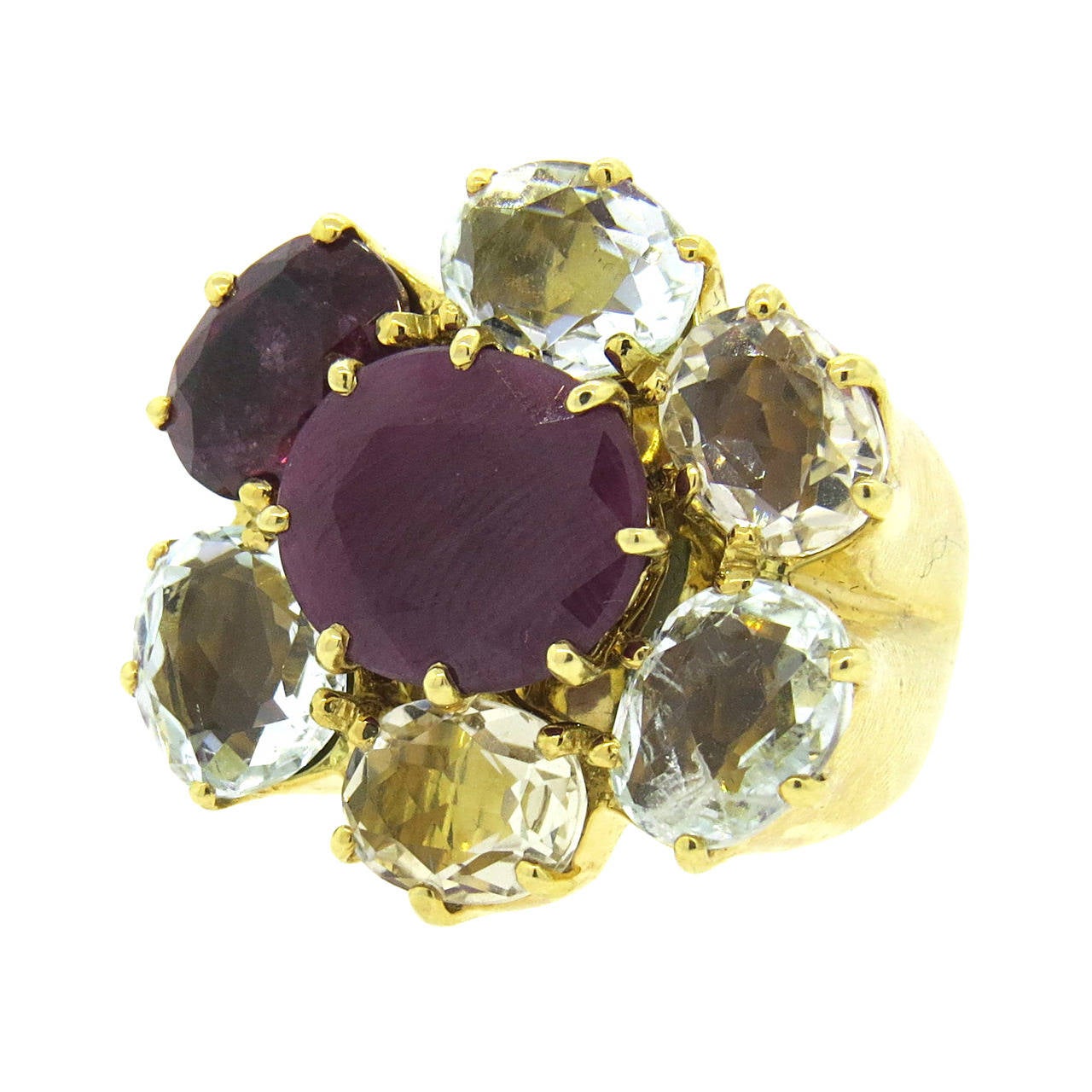 H Stern Diane Von Furstenberg Harmony Multicolor Gemstone Gold Ring For Sale