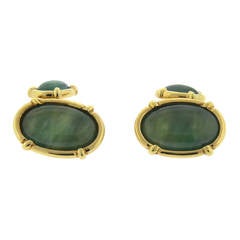 Oval Jade Gold Cufflinks