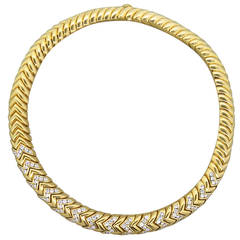 Massive Bulgari Spiga Diamond Gold Necklace