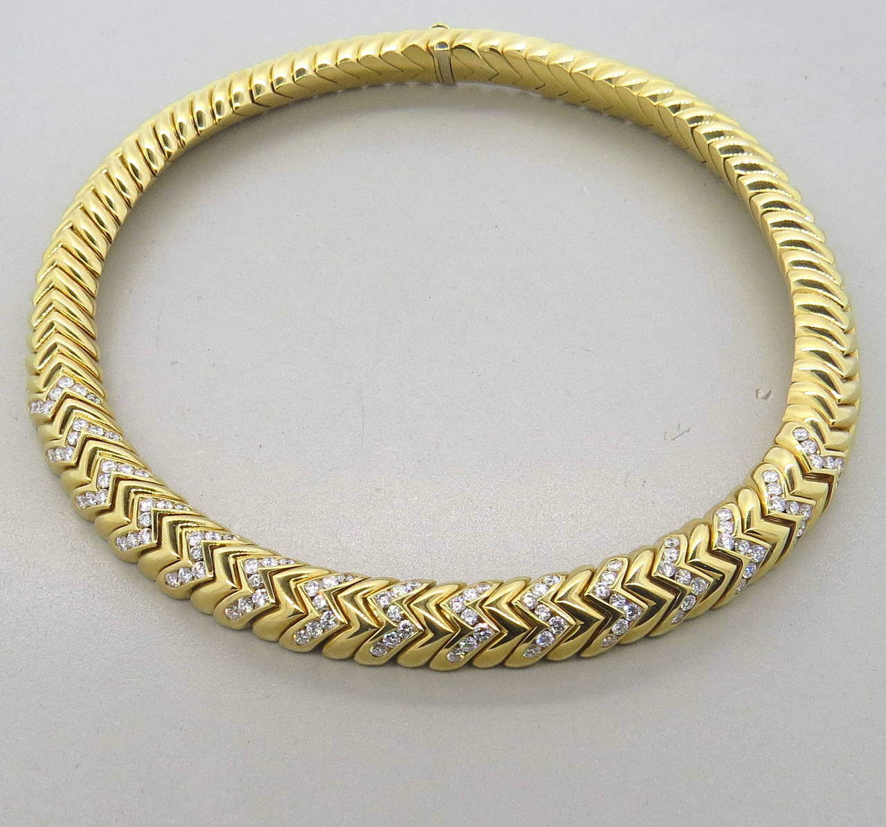 Massive Bulgari Spiga Diamond Gold Necklace at 1stDibs | bulgari gold ...