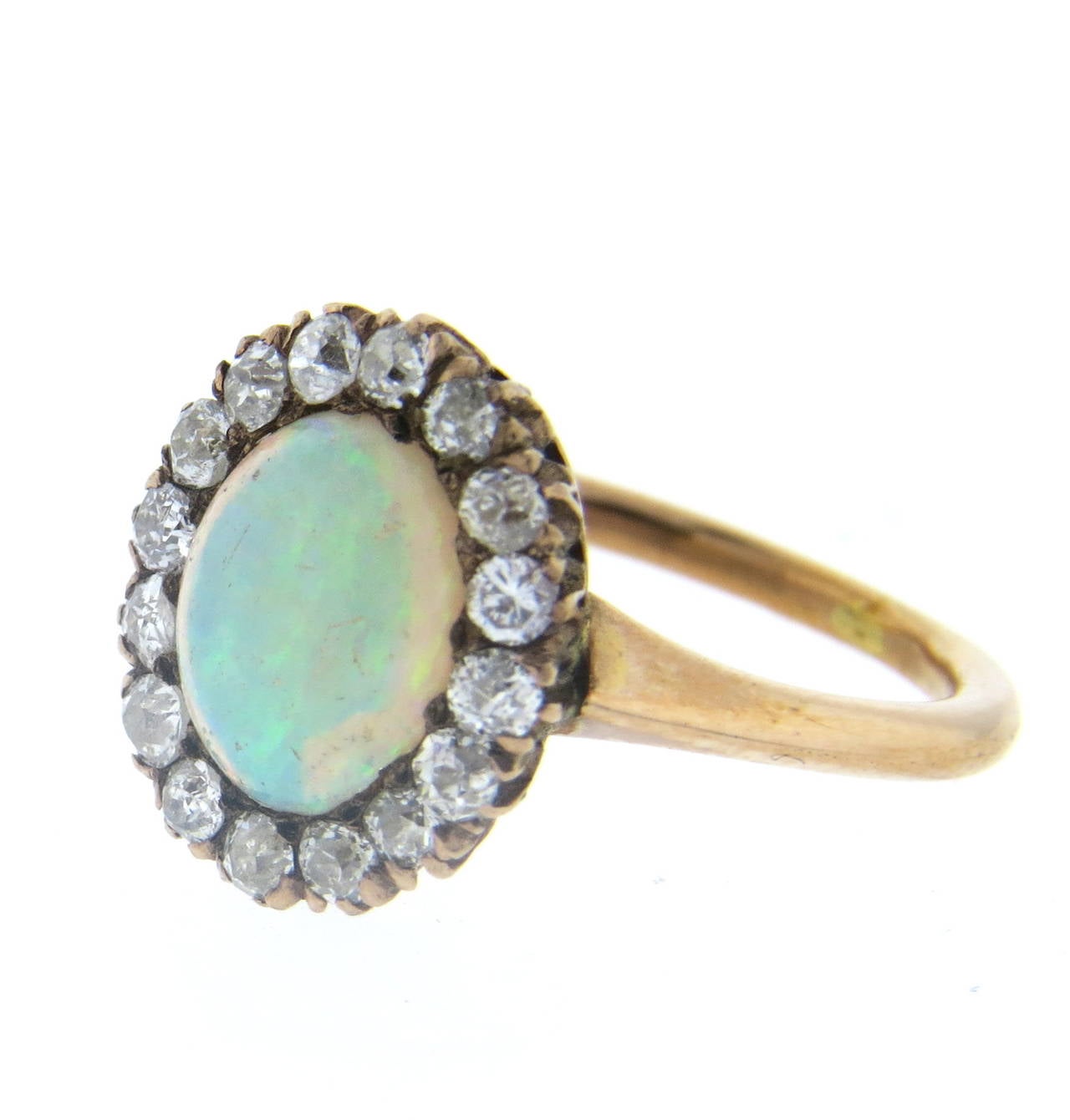 Antique Victorian Opal Diamond Gold Ring