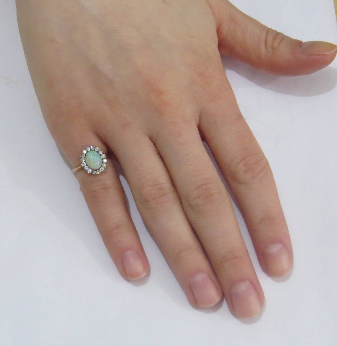 Antique Victorian Opal Diamond Gold Ring at 1stDibs
