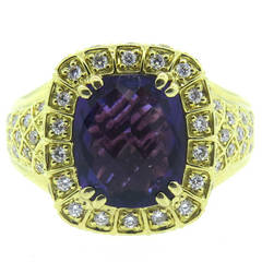 Charles Krypell Diamond Amethyst Gold Ring