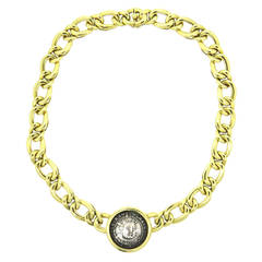 Bulgari Monete Ancient Coin Henry VIII Gold Necklace