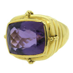 Large Amethyst Gold Ring