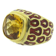Citrine Enamel Gold Ring