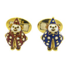 Hidalgo Enamel Gold Clown Cufflinks